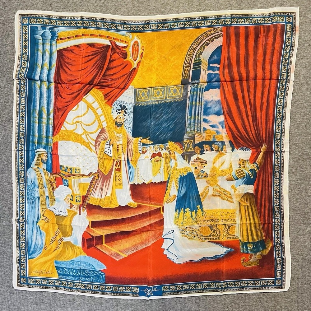 Harlequin Mondial Silk‎ Scarf Laureate Afewerk Tekle 1996 Queen Sheba Solomon